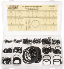 Made in USA - 444 Piece, 1/4 to 3", SpRing Assortment Steel, Snap External Retaining Ring Assortment - Includes Compartmented Case - Exact Tool & Supply