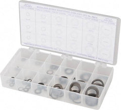 Precision Brand - 270 Piece, 1/4 to 3/4" Screw, Grade 1075 Spring Steel Flat Washer Assortment - Includes (15) 0.501 Inside x 0.738 OD Washer, (45) 0.252 to 0.751 Inside x 0.366 to 0.995 OD Washer & Compartmented Storage Case - Exact Tool & Supply