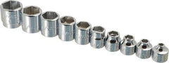 Proto - 10 Piece 3/8" Drive Standard Socket Set - 6 Points, 3/16 to 3/4", Inch Measurement Standard - Exact Tool & Supply