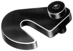 Made in USA - 25/32" Slot ID, 1-3/4" Slot to Bolt Hole Length, 1/2" Thick, Case Hardened Steel Swing C Washer - 5/8" Bolt Hole to Small End Radius, 1-1/4" Slot to Large End Radius, 1/2" Bolt Hole ID, 3/8" Shoulder Bolt, Black Oxide Finish - Exact Tool & Supply