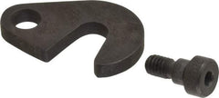 Made in USA - 13/32" Slot ID, 1" Slot to Bolt Hole Length, 1/4" Thick, Case Hardened Steel Swing C Washer - 3/8" Bolt Hole to Small End Radius, 3/4" Slot to Large End Radius, 3/8" Bolt Hole ID, 5/16" Shoulder Bolt, Black Oxide Finish - Exact Tool & Supply
