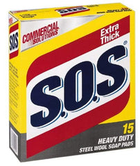 SOS - Steel Wool Scouring Soap Pad - Heavy-Duty, Blue/Gray - Exact Tool & Supply