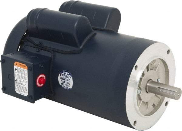 Leeson - 2 Max hp, 1,800 Max RPM, Capacitor Start Electric AC DC Motor - 115/230 V Input, Single Phase, 145TC Frame, C-Face Mount, TEFC Enclosure - Exact Tool & Supply