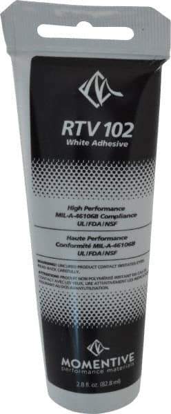 Momentive Performance Materials - 2.8 oz Tube White RTV Silicone Joint Sealant - 298.4°F Max Operating Temp, 20 min Tack Free Dry Time, Series RTV100 - Exact Tool & Supply