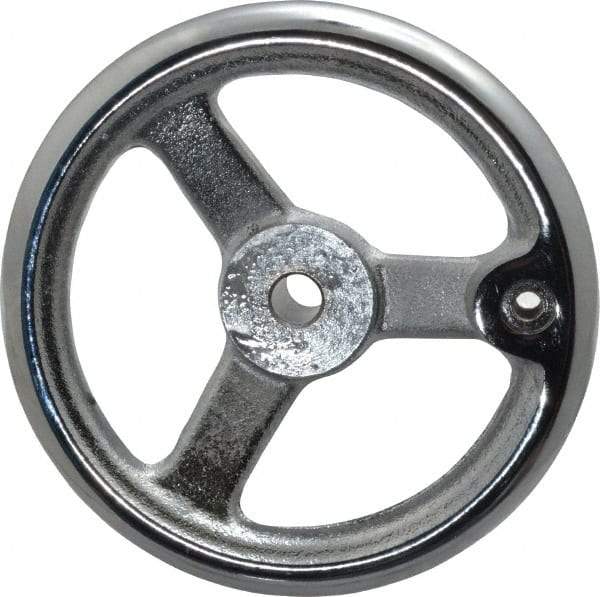 Gibraltar - 6", 3 Spoke Offset Handwheel - 1-3/8" Hub, Cast Iron, Chrome Plated Finish - Exact Tool & Supply