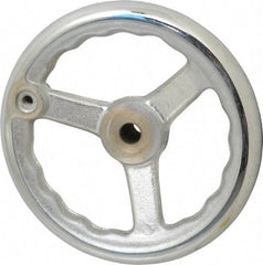 Gibraltar - 8", 3 Spoke Offset Handwheel - 0.622" Bore Diam, 1-21/32" Hub, Cast Iron, Chrome Plated Finish - Exact Tool & Supply