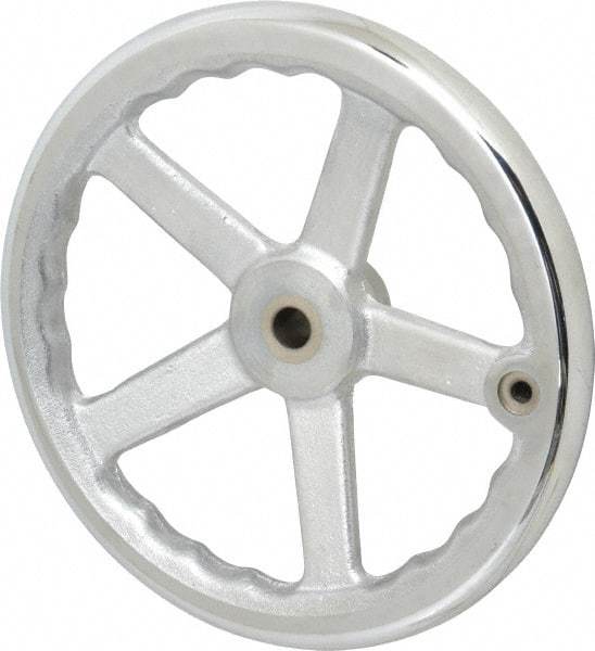 Gibraltar - 10", 5 Spoke Offset Handwheel - 0.622" Bore Diam, 1-7/8" Hub, Cast Iron, Chrome Plated Finish - Exact Tool & Supply