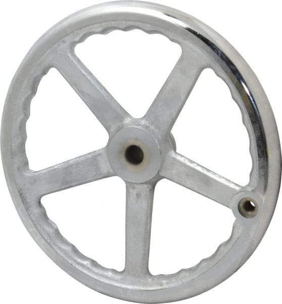 Gibraltar - 12", 5 Spoke Offset Handwheel - 0.622" Bore Diam, 2-5/32" Hub, Cast Iron, Chrome Plated Finish - Exact Tool & Supply