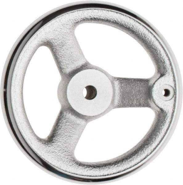 Value Collection - 5", 3 Spoke Offset Handwheel - 1.3" Hub, Cast Iron, Plain Finish - Exact Tool & Supply