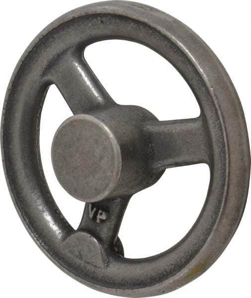 Gibraltar - 5", 3 Spoke Straight Handwheel - 1.4" Hub, Cast Iron, Plain Finish - Exact Tool & Supply