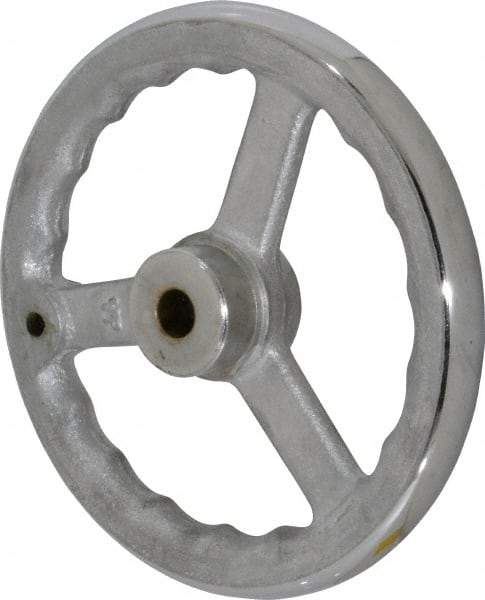 Gibraltar - 8", 3 Spoke Straight Handwheel - 1.8" Hub, Cast Iron, Chrome Plated Finish - Exact Tool & Supply