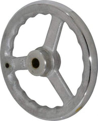 Gibraltar - 8", 3 Spoke Straight Handwheel - 1.8" Hub, Cast Iron, Chrome Plated Finish - Exact Tool & Supply