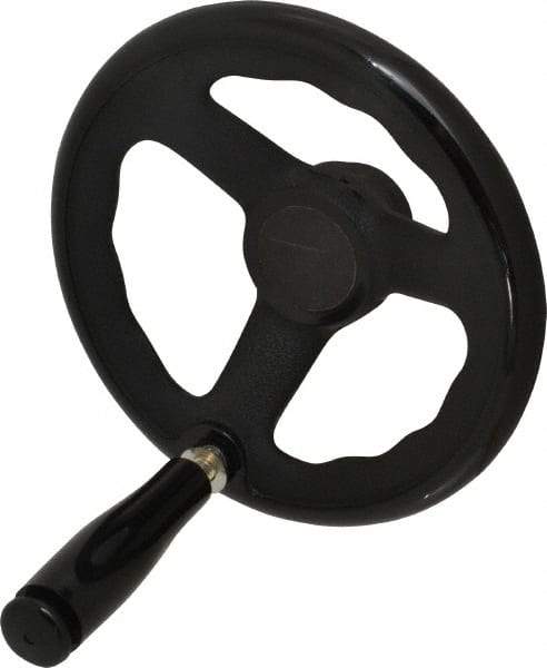 Value Collection - 6-1/4", 3 Spoke Offset Handwheel with Revolving Handle - Plastic, Plain Finish - Exact Tool & Supply
