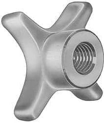 Made in USA - 3" Head Diam, 4 Point Lobed Knob - 5/8" Hole, Steel - Exact Tool & Supply