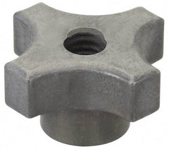Made in USA - 1-1/8" Diam, 1/4-20 Thread, 5/8" High, Cast Steel, Cadmium Plated, Quick Acting Hand Knob - 9/16" Hub Diam, 17/64" Quick Release Distance, 5/16" Hub Height, 5/16" Head Height - Exact Tool & Supply