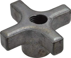 Made in USA - 2" Diam, 3/8-16 Thread, 1" High, Cast Steel, Cadmium Plated, Quick Acting Hand Knob - 13/16" Hub Diam, 25/64" Quick Release Distance, 1/2" Hub Height, 1/2" Head Height - Exact Tool & Supply