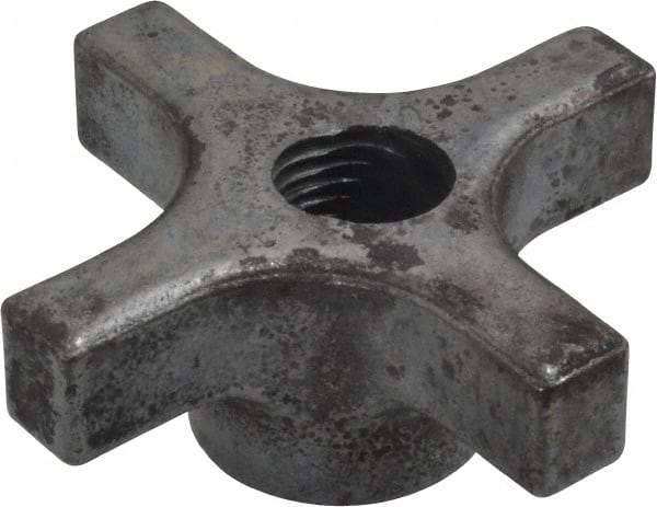 Made in USA - 3" Diam, 5/8-11 Thread, 1-1/4" High, Cast Steel, Cadmium Plated, Quick Acting Hand Knob - 1-1/4" Hub Diam, 41/64" Quick Release Distance, 5/8" Hub Height, 5/8" Head Height - Exact Tool & Supply