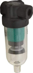 Norgren - 1/8" Port Coalescing Filter - Polycarbonate Bowl, Automatic Drain, 150 Max psi, 0.01 Micron Rating, 1.63" Wide x 4-1/4" High - Exact Tool & Supply