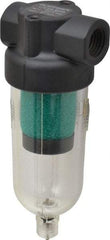 Norgren - 1/4" Port Coalescing Filter - Polycarbonate Bowl, Manual Drain, 150 Max psi, 0.01 Micron Rating, 1.63" Wide x 4-1/4" High - Exact Tool & Supply