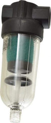 Norgren - 1/4" Port Coalescing Filter - Polycarbonate Bowl, Automatic Drain, 150 Max psi, 0.01 Micron Rating, 1.63" Wide x 4-1/4" High - Exact Tool & Supply