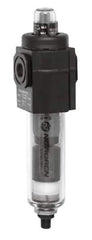 Norgren - 3/8" Port Coalescing Filter - Polycarbonate Bowl, Automatic Drain, 150 Max psi, 0.01 Micron Rating, 1.98" Wide x 7-1/2" High - Exact Tool & Supply