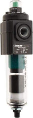 Norgren - 1/4" Port Coalescing Filter - Polycarbonate Bowl, Automatic Drain, 150 Max psi, 0.01 Micron Rating, 1.98" Wide x 7-1/2" High - Exact Tool & Supply