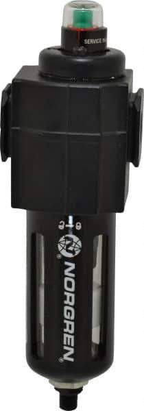 Norgren - 3/8" Port Coalescing Filter - Polycarbonate Bowl, Automatic Drain, 150 Max psi, 0.01 Micron Rating, 2.68" Wide x 8.16" High - Exact Tool & Supply