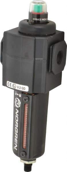 Norgren - 3/8" Port Coalescing Filter - Aluminum Bowl, Automatic Drain, 250 Max psi, 0.01 Micron Rating, 2.68" Wide x 8.16" High - Exact Tool & Supply