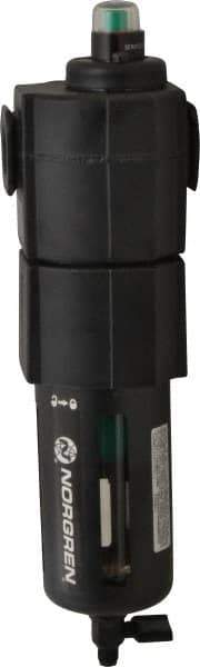 Norgren - 1/2" Port Coalescing Filter - Polycarbonate Bowl, Manual Drain, 150 Max psi, 0.01 Micron Rating, 3.15" Wide x 11.4" High - Exact Tool & Supply