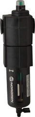 Norgren - 1/2" Port Coalescing Filter - Polycarbonate Bowl, Manual Drain, 150 Max psi, 0.01 Micron Rating, 3.15" Wide x 11.4" High - Exact Tool & Supply