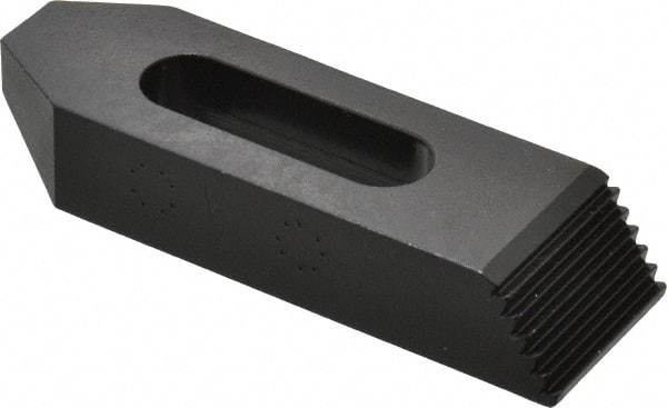 TE-CO - 1/2" Stud, Steel, Plain Strap Clamp - 1-5/16" Travel, 4" OAL x 1-1/4" Wide x 3/4" High, Black Oxide Finish, Tapered Nose - Exact Tool & Supply