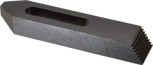 TE-CO - 1/2" Stud, Steel, Plain Strap Clamp - 2-1/16" Travel, 6" OAL x 1-1/4" Wide x 7/8" High, Black Oxide Finish, Tapered Nose - Exact Tool & Supply