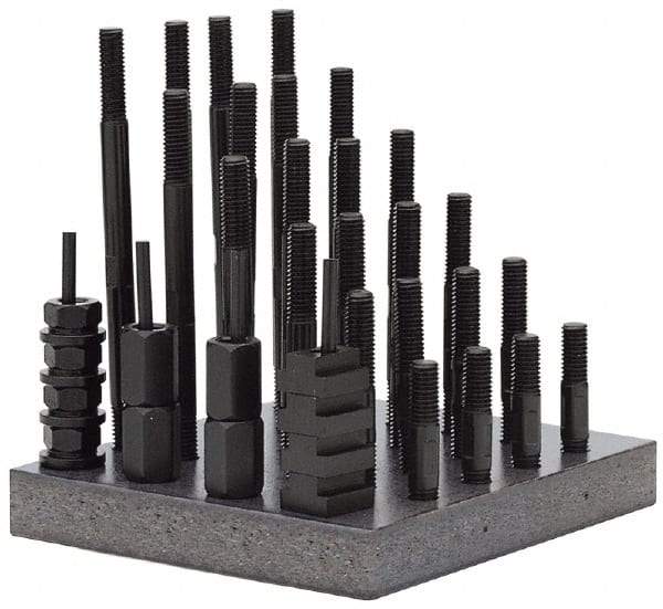 TE-CO - 38 Piece, 3/4-10 Stud, 7/8" T Slot, T Nut & Stud Kit - 1-1/2" T-Slot Nut Width, 3, 4, 5, 6, 7, 8" Stud Lengths - Exact Tool & Supply