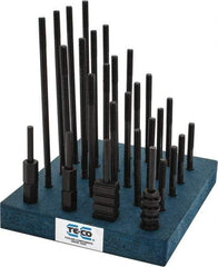 TE-CO - 38 Piece, 5/16-18 Stud, 3/8" T Slot, T Nut & Stud Kit - 5/8" T-Slot Nut Width, 3, 4, 5, 6, 7, 8" Stud Lengths - Exact Tool & Supply