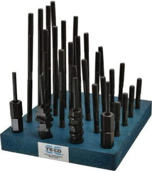 TE-CO - 38 Piece, 3/8-16 Stud, 7/16" T Slot, T Nut & Stud Kit - 11/16" T-Slot Nut Width, 3, 4, 5, 6, 7, 8" Stud Lengths - Exact Tool & Supply
