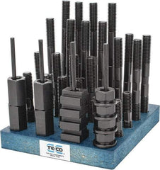 TE-CO - 38 Piece, 5/8-11 Stud, 11/16" T Slot, T Nut & Stud Kit - 1-1/8" T-Slot Nut Width, 3, 4, 5, 6, 7, 8" Stud Lengths - Exact Tool & Supply