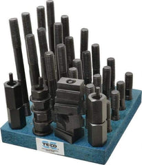 TE-CO - 38 Piece, 5/8-11 Stud, 13/16" T Slot, T Nut & Stud Kit - 1-1/4" T-Slot Nut Width, 3, 4, 5, 6, 7, 8" Stud Lengths - Exact Tool & Supply