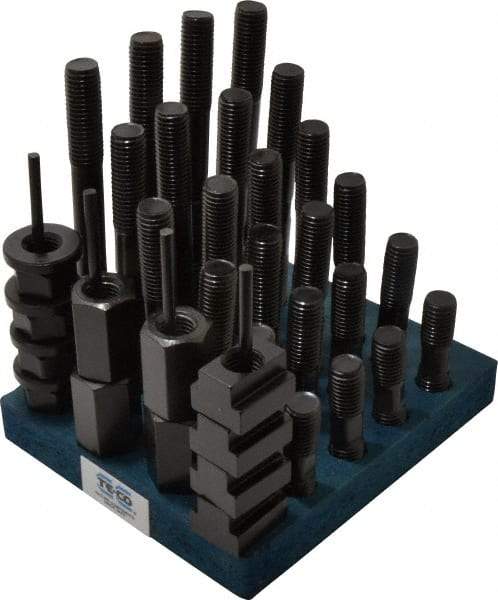 TE-CO - 38 Piece, 3/4-10 Stud, 13/16" T Slot, T Nut & Stud Kit - 1-1/4" T-Slot Nut Width, 3, 4, 5, 6, 7, 8" Stud Lengths - Exact Tool & Supply