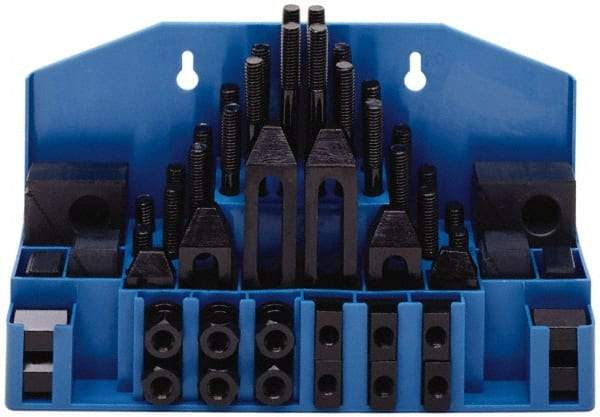 Gibraltar - 52 Piece Fixturing Step Block & Clamp Set with 25mm Step Block, 20mm T-Slot, M16x2.0 Stud Thread - 32mm Nut Width, 80, 110, 125, 150, 175 & 200mm Stud Lengths - Exact Tool & Supply