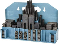 Value Collection - 52 Piece Fixturing Step Block & Clamp Set with 1" Step Block, 9/16" T-Slot, 3/8-16 Stud Thread - 7/8" Nut Width, 3, 4, 5, 6, 7 & 8" Stud Lengths - Exact Tool & Supply