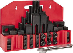 Value Collection - 52 Piece Fixturing Step Block & Clamp Set with 1" Step Block, 5/8" T-Slot, 1/2-13 Stud Thread - 1" Nut Width, 3, 4, 5, 6, 7 & 8" Stud Lengths - Exact Tool & Supply
