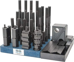 TE-CO - 50 Piece Fixturing Step Block & Clamp Set with 1" Step Block, 11/16" T-Slot, 5/8-11 Stud Thread - 1-1/8" Nut Width, 3, 4, 5, 6, 7 & 8" Stud Lengths - Exact Tool & Supply