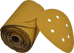 Norton - 6" Diam, 100 Grit Aluminum Oxide Adhesive PSA Disc - Medium Grade, Gold, C Weighted Backing, Flexible - Exact Tool & Supply