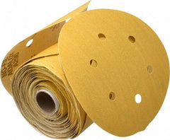 Norton - 6" Diam, 120 Grit Aluminum Oxide Adhesive PSA Disc - Medium Grade, Gold, C Weighted Backing, Flexible - Exact Tool & Supply