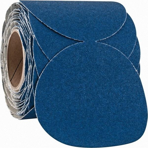 Norton - 6" Diam, 60 Grit Zirconia Alumina Adhesive PSA Disc - Coarse Grade, Blue, F Weighted Backing, Flexible - Exact Tool & Supply