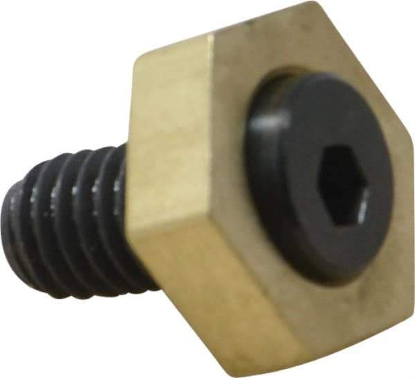 Mitee-Bite - 13/16" Brass Hex, 3/8-16 Stud Thread, Symmetrical Hex Clamp - 1/4" Hex Height, 2,000 Lb Holding Force, Hardened Steel Stud, 23/32" Long Thread, 20.8 Ft/Lb Torque, 10 Clamps - Exact Tool & Supply