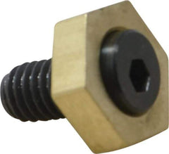 Mitee-Bite - 13/16" Brass Hex, 3/8-16 Stud Thread, Symmetrical Hex Clamp - 1/4" Hex Height, 2,000 Lb Holding Force, Hardened Steel Stud, 23/32" Long Thread, 20.8 Ft/Lb Torque, 10 Clamps - Exact Tool & Supply