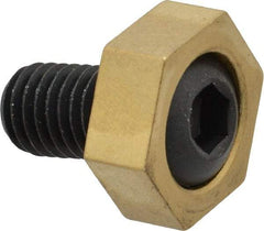 Mitee-Bite - 1" Brass Hex, 1/2-13 Stud Thread, Symmetrical Hex Clamp - 3/8" Hex Height, 4,000 Lb Holding Force, Hardened Steel Stud, 29/32" Long Thread, 65 Ft/Lb Torque, 8 Clamps - Exact Tool & Supply