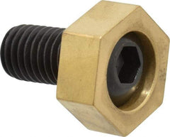 Mitee-Bite - 1-3/16" Brass Hex, 5/8-11 Stud Thread, Symmetrical Hex Clamp - 1/2" Hex Height, 6,000 Lb Holding Force, Hardened Steel Stud, 1-1/8" Long Thread, 100 Ft/Lb Torque, 4 Clamps - Exact Tool & Supply