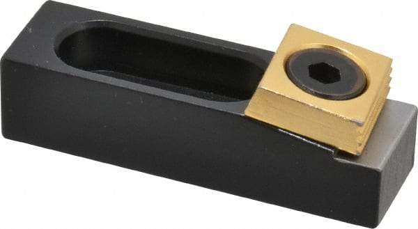 Mitee-Bite - 5/16" Stud, Stainless Steel, Plain Strap Clamp - 0.83" Travel, 2-1/2" OAL x 3/4" Wide x 0.62" High, Stepped Nose - Exact Tool & Supply
